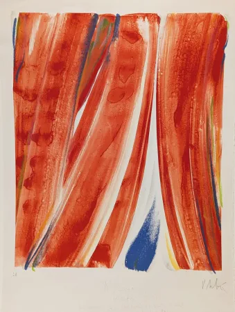 Litografía Debré - Le Rideau rouge (Séguier) 