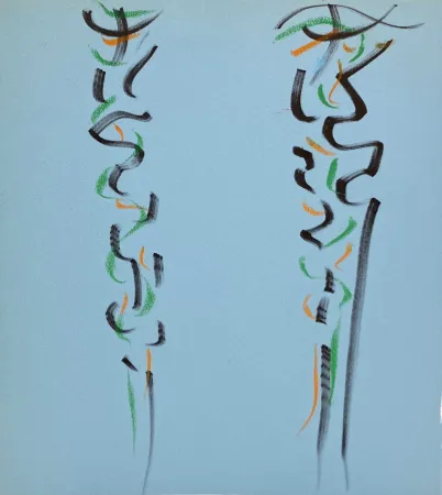 Sin Técnico Debré - Pastels sur papier bleu, 1991. 