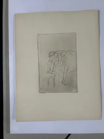 Aguafuerte Degas - Danseuse mettant son chausson