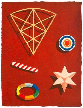 Serigrafía Del Pezzo - Rosso pompeiano