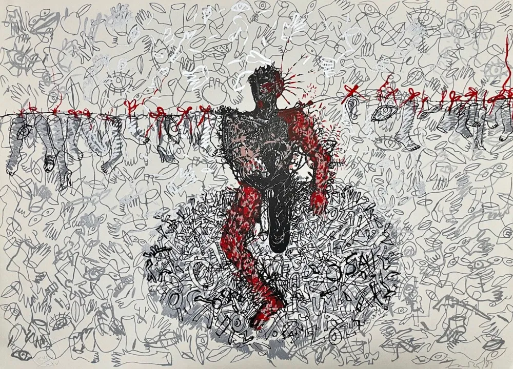 Serigrafía Del Rio - Hombre rojo