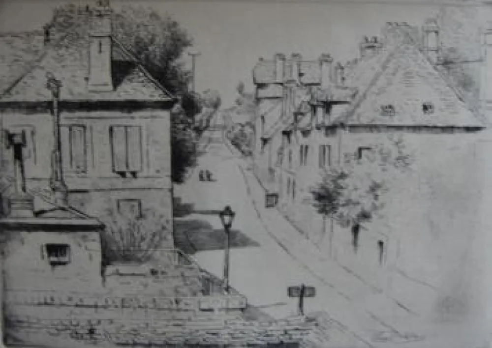 Grabado Delatre - La rue de Paris, à Rozoy-en-Brie