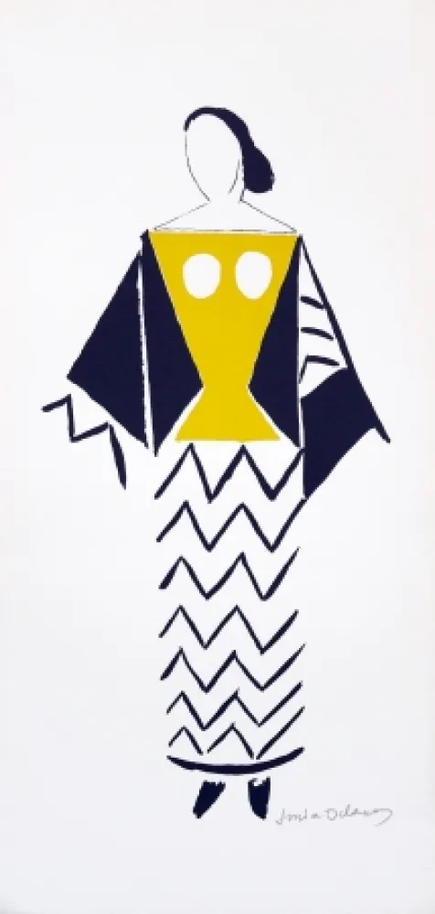 Litografía Delaunay - 1921 costume for Dada party in Paris, Coeur a Barbe