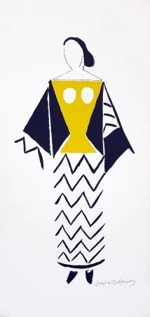 Litografía Delaunay - 1921 costume for Dada party in Paris, Coeur a Barbe