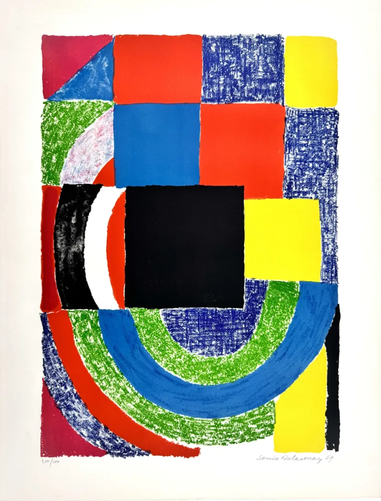 Litografía Delaunay - Carreaux noirs 