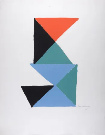 Litografía Delaunay - Composition aux triangles, c. 1967 - Hand-signed