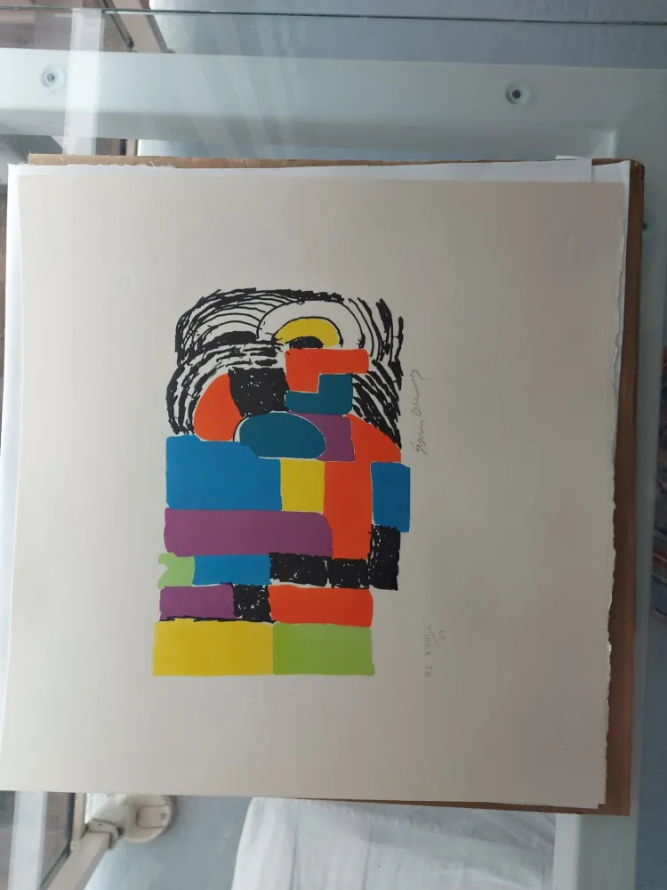 Litografía Delaunay - Composition pour Madame Claude POMPIDOU (circa 1970)
