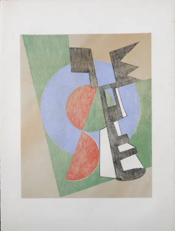Litografía Delaunay - Sonia Delaunay & Alberto Magnelli. - Untitled Collaboration, Aux Nourritures Terrestres, 1950