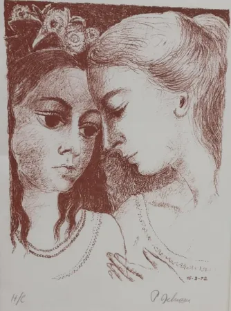 Litografía Delvaux - Confidences