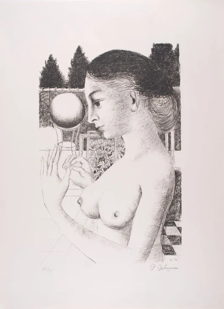 Litografía Delvaux - La Femme à la Boule