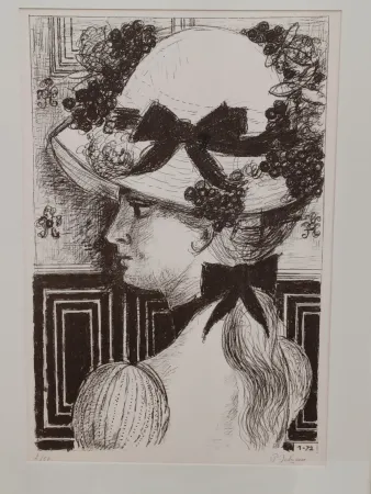 Litografía Delvaux - Le Chapeau 1900