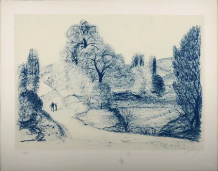 Litografía Derain - Paysage Bleu, c. 1955 - Hand-signed!