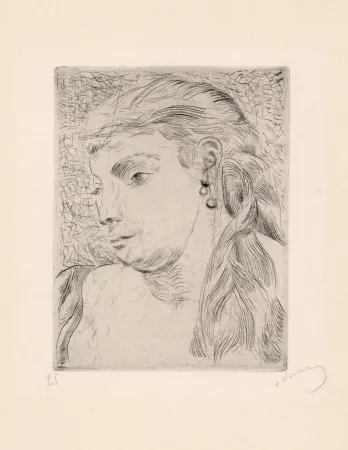 Aguafuerte Y Aguatinta Derain - Tête de femme avec une tresse