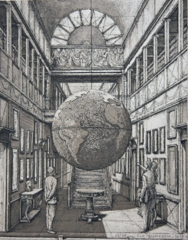 Aguafuerte Y Aguatinta Desmazières - Entrance Hall with a Globe