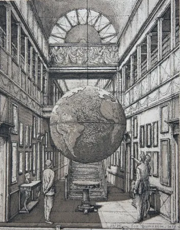 Aguafuerte Y Aguatinta Desmazières - Entrance Hall with a Globe