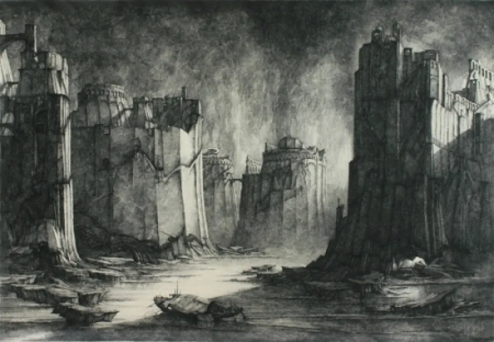 Grabado Desmazières - Terres Inconnus