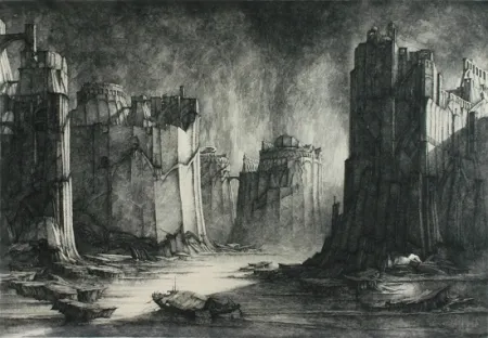 Grabado Desmazières - Terres Inconnus