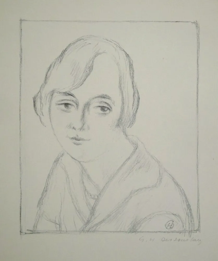 Litografía Dessouslavy - Portrait d’une jeune femme. 