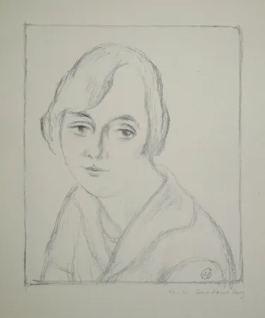 Litografía Dessouslavy - Portrait d’une jeune femme. 