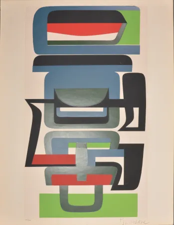 Serigrafía Dewasne - Composition, 1954 - Hand-signed