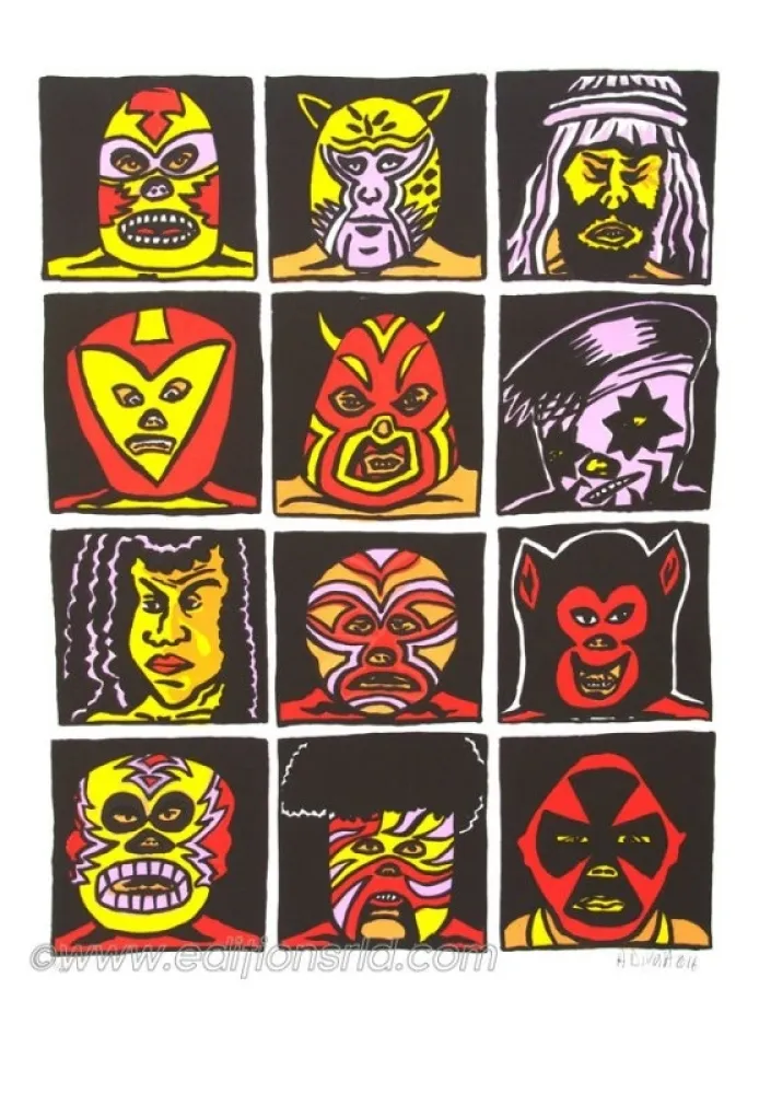 Litografía Di Rosa - Catcheurs