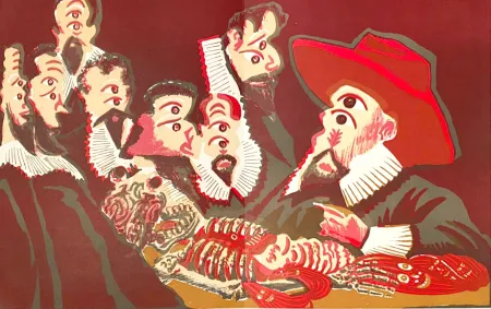 Litografía Di Rosa - Corps amoureux