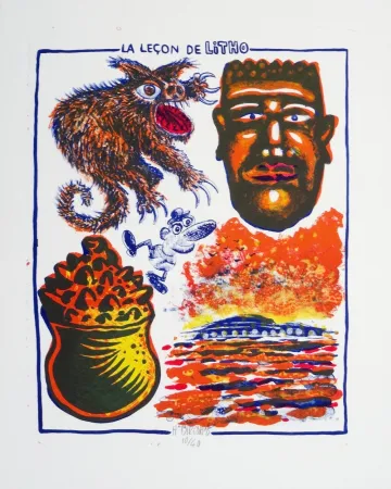 Litografía Di Rosa - La leçon de litho