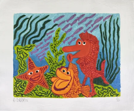 Grabado Di Rosa - Société sous-marine