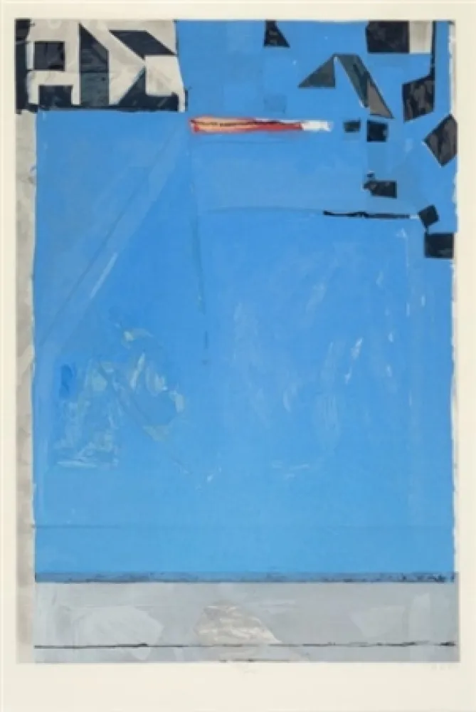 Grabado En Madera Diebenkorn - Blue with Red