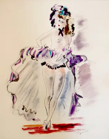 Litografía Dignimont - Avant l'entrée en scène