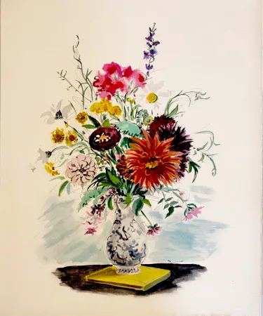 Litografía Dignimont - Dahlia, Zinnias et autres