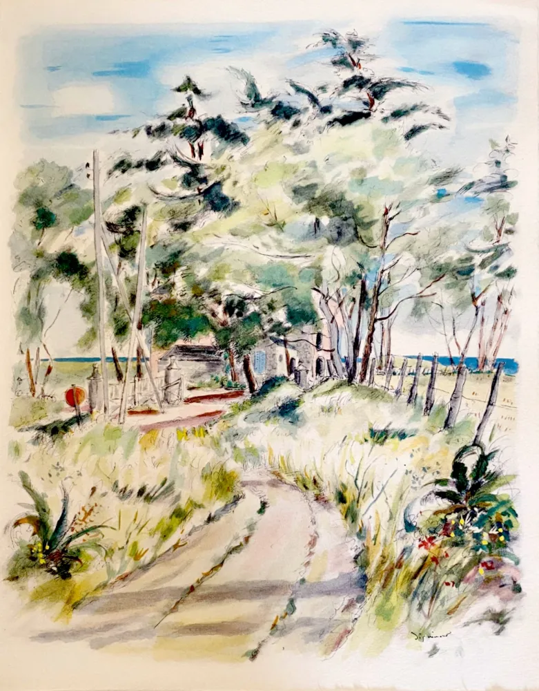 Litografía Dignimont - La villa Graveslenne