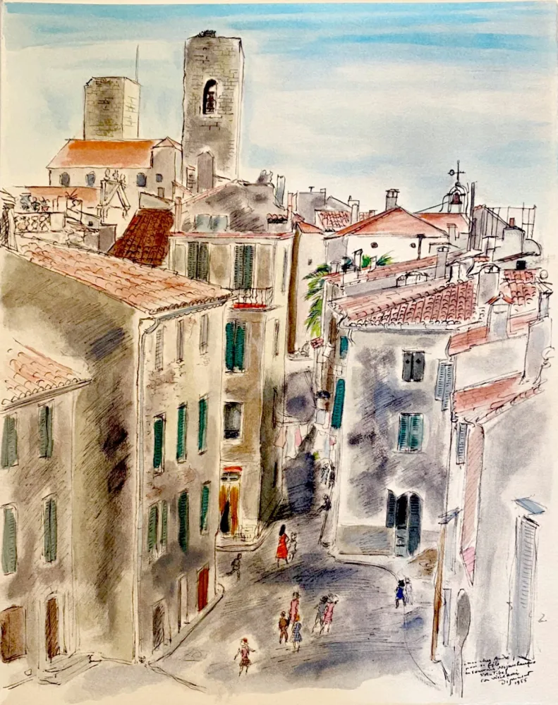 Litografía Dignimont - Souvenir du vieil Antibes