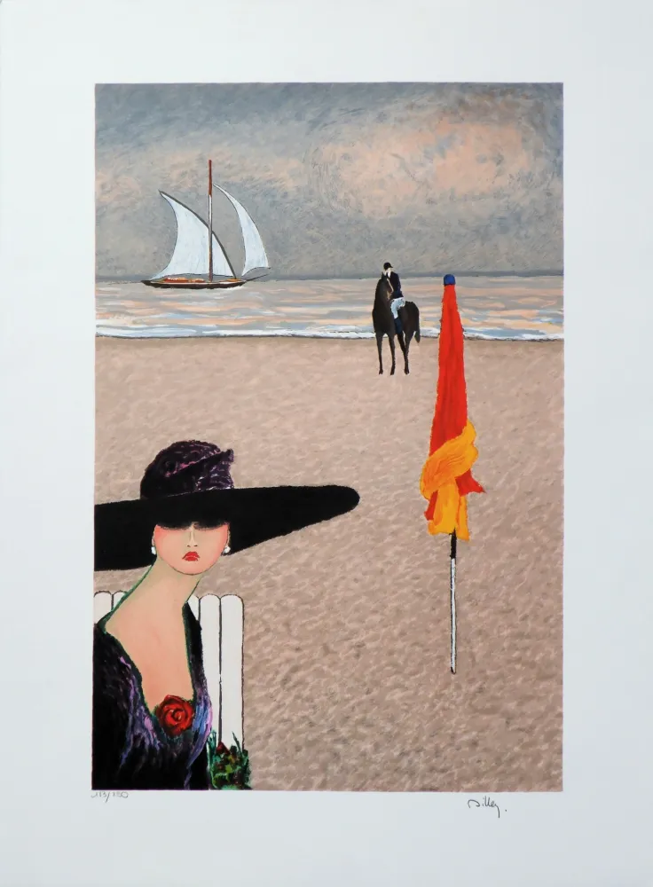 Litografía Dilley - Elégante à Deauvill