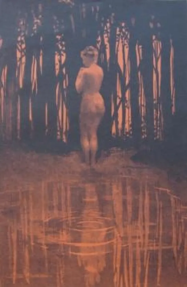 Litografía Dillon - Baigneuse