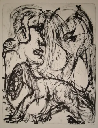 Litografía Disler - Mensch und Tier