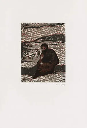 Aguatinta Doig - Figure by a River