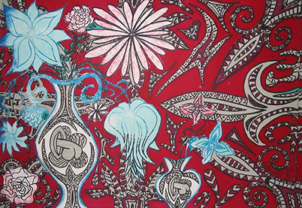 Litografía Dokoupil - Untitled (red)