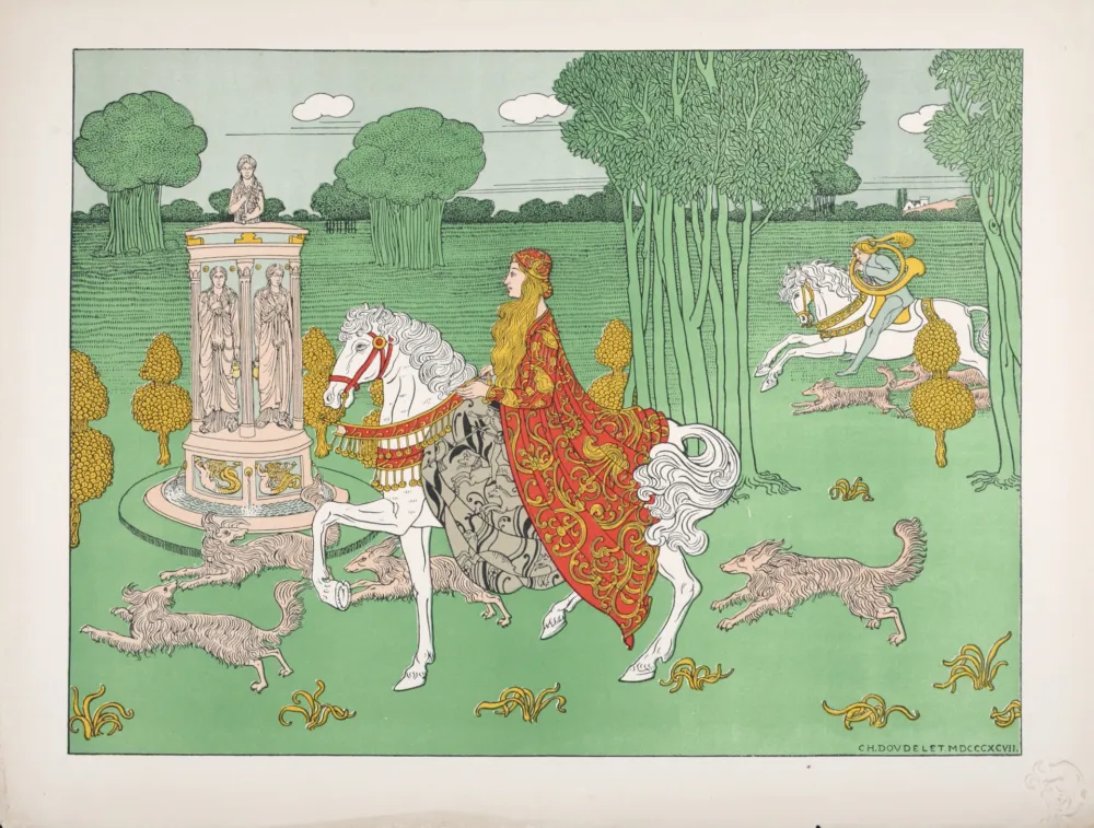 Litografía Doudelet - La Châtelaine, 1897