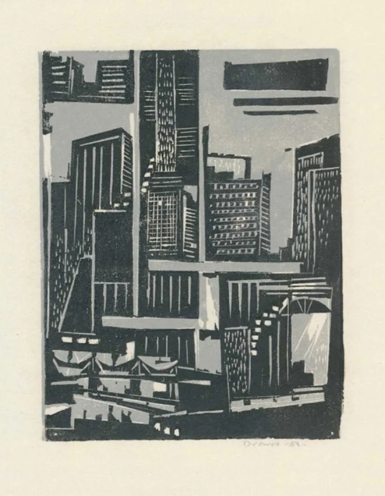 Grabado En Madera Drewes - New York