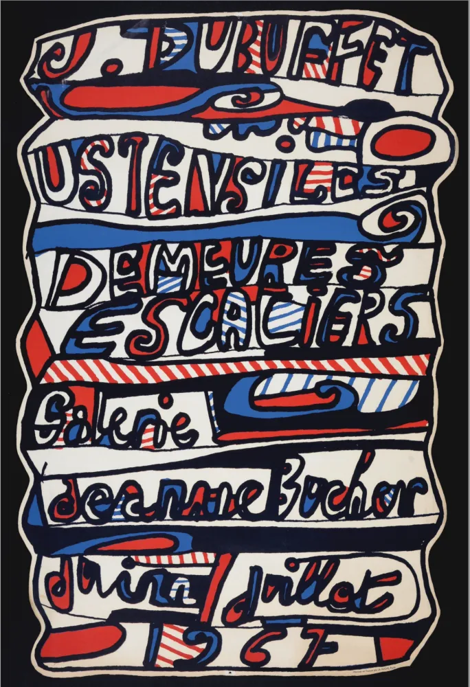 Litografía Dubuffet - Ustensiles, Demeures, Escaliers, 1967 - Scarce deluxe cut-off proof!