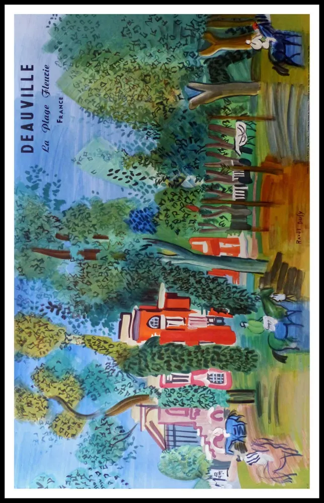 Litografía Dufy - LE PADDOCK A DEAUVILLE PLAGE FLEURIE