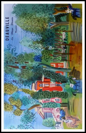 Litografía Dufy - LE PADDOCK A DEAUVILLE PLAGE FLEURIE
