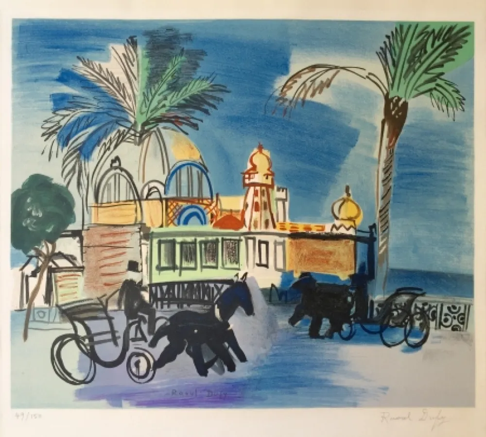 Litografía Dufy - Nice - le Casino de la Jetée aux deux 