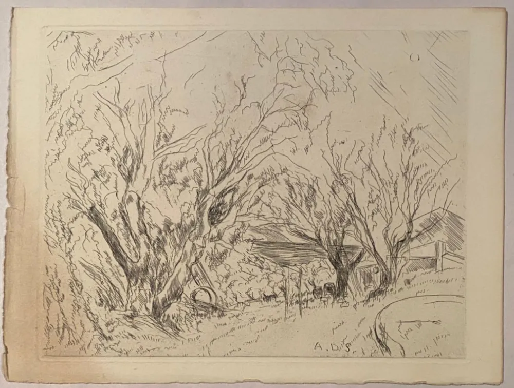 Grabado Dunoyer De Segonzac - La ferme à l'aire