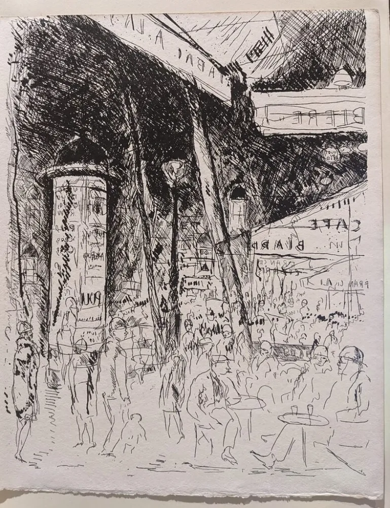 Grabado Dunoyer De Segonzac - Le Boulevard Montparnasse