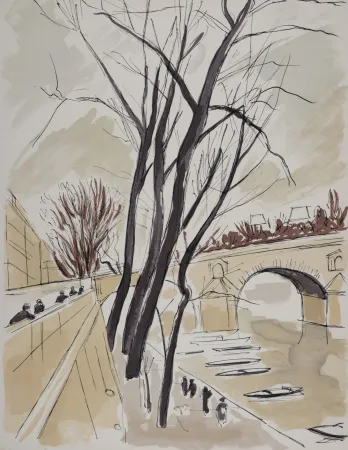 Litografía Dunoyer De Segonzac - Les Quais de Paris, 1962