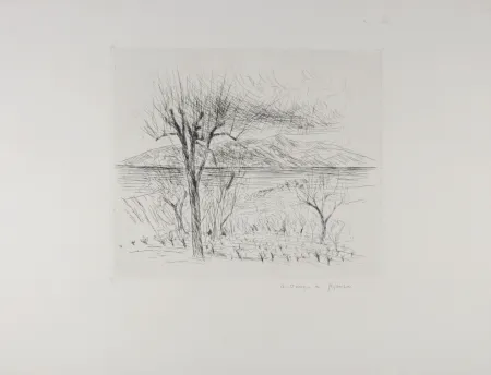 Aguafuerte Dunoyer De Segonzac - Les Vignes, c.1960 - Hand-signed!
