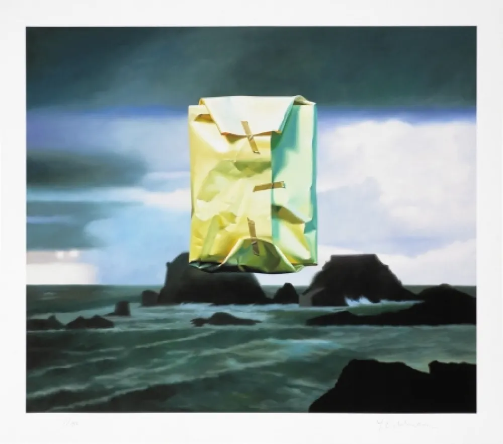 Estampa Numérica Edelmann - Flashlighted floate parcel in stormy ocean and sky