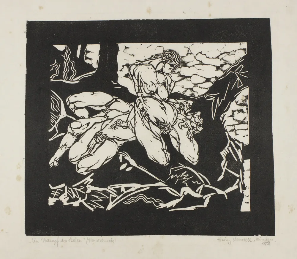 Grabado En Madera Ehmsen - Ein Kampf der Seelen 